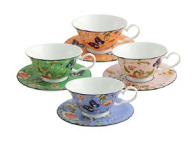 Aynsley Cottage Garden Windsor Teacups & Saucers set of 4